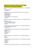 PROSTHETIC ASSISTANT UPDATED FINAL PAPER QUESTIONS AND ANSWERS MARKED