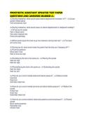 PROSTHETIC ASSISTANT UPDATED TEST PAPER QUESTIONS AND ANSWERS MARKED
