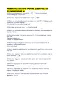 PROSTHETIC ASSISTANT UPDATED QUESTIONS AND ANSWERS MARKED