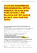 TEST BANK FOR MATERNAL  CHILD NURSING 6th EDITION   CHAPTER 1-55&period; Exam Study  Guide&period; Graded A&plus;&period; With  Questions And 100&percnt; Verified  Answers&period; Latest 2026&sol;2027  Update 