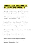 CHEM120 ACTUAL TEST PAPER 2026 SOLVED QUESTIONS GRADED A&plus;