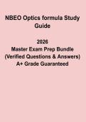 NBEO Optics Formula Study Guide & Exam Prep Notes PDF