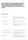Texas Esthetician Written State Board Exam Review &lpar;2026 updated&rpar; QUESTIONS AND ANSWERS &lpar;DETAILED & ELABORATED&rpar; fully solved