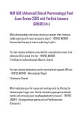 NUR 600 &lpar;Advanced Clinical Pharmacology&rpar; Final Exam Review 2026 with Verified Answers &lpar;GRADED A&plus;&rpar;