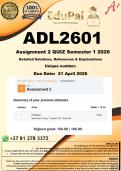 ADL2601 Assignment 2 QUIZ &lpar;COMPLETE ANSWERS&rpar; Semester 1 2026 - DUE 20 April 2026