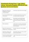 Comprehensive Nursing Exam 3&colon; Legal&comma; Ethical&comma;  Cultural&comma; Informatics & Quality UPDATED ACTUAL  Questions And Correct Answers 