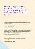 NC Medicare Supplement & Long Term Care Insurance Licensing &vert; Complete Study Guide Questions & Verified 2026 &vert; 2027 &lpar;Latest Update Rated A&plus;&rpar;      