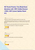 NC Permit Practice Test &lpar;Real&rpar; Exam Questions with 100&percnt; Verified Answers &vert; 2026 &vert; 2027 &lpar;Latest Update Rated A&plus;&rpar;    