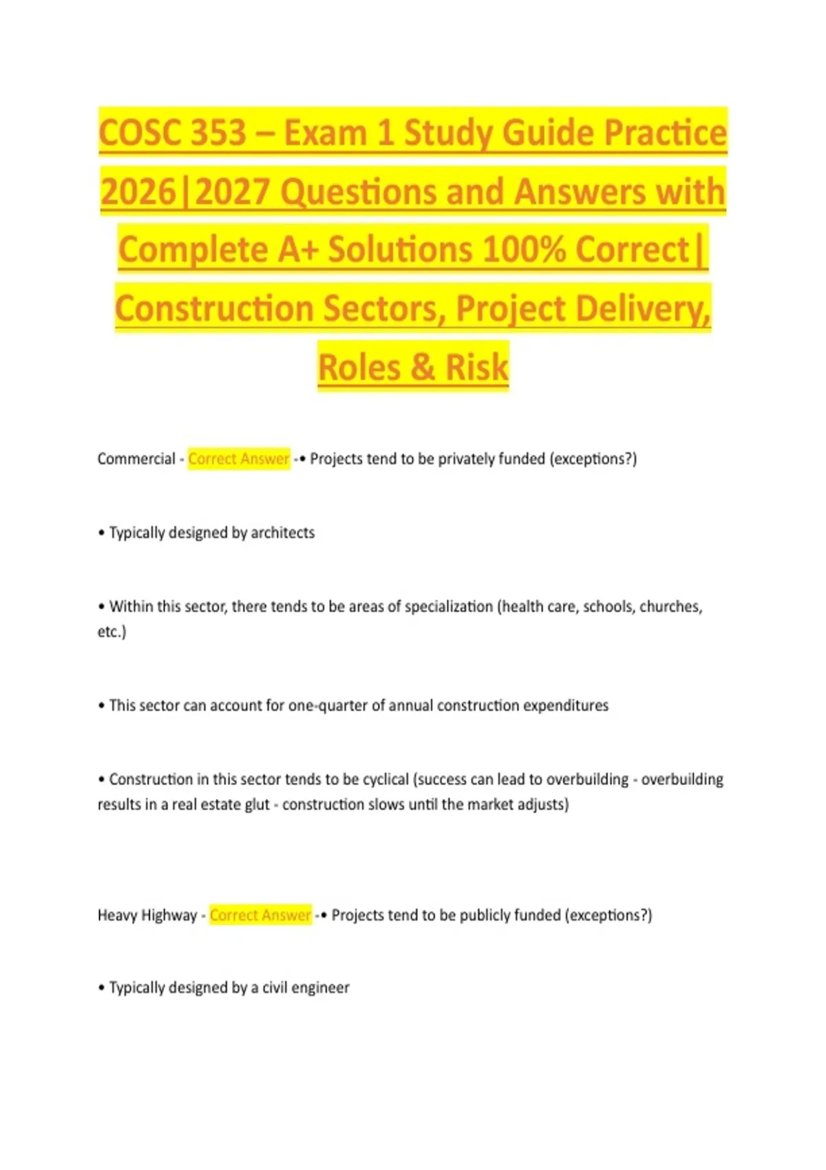 COSC 353 – Exam 1 Study Guide Practice 2026|2027 Questions and Answers ...
