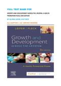 FULL TEST BANK FOR GROWTH AND DEVELOPMENT ACROSS THE LIFESPAN&colon; A HEALTH PROMOTION FOCUS 3RD EDITION BY GLORIA LEIFER&comma; EVE FLECK ALL CHAPTERS 1-16&vert; VERIFIED ANSWERS 