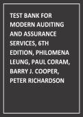 Test Bank&colon; Modern Auditing and Assurance Services &lpar;6th Edition&rpar; &ndash; Philomena Leung&comma; Paul Coram&comma; Barry J&period; Cooper & Peter Richardson