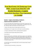 Texas Real Estate SAE Brokerage Exam TREC Actual Exam 2026&sol;2027 with Detailed Rationales &vert; Complete Exam-Style Questions &vert; Pass Guaranteed &ndash; A&plus; Graded