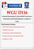 WGU D116 Advanced Pharmacology OA Exam 2026&sol;2027 Actual Exam - 100 Questions with Detailed Rationales &vert; Complete A&plus; Guide