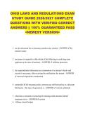 OHIO LAWS AND REGULATIONS EXAM  STUDY GUIDE 2026&sol;2027 COMPLETE  QUESTIONS WITH VERIFIED CORRECT  ANSWERS &vert;&vert; 100&percnt; GUARANTEED PASS  <NEWEST VERSION> 