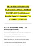 WGU D345 Psychopharmacology Pre-Assessment V2 Exam Actual Exam 2026&sol;2027 with Detailed Rationales &vert; Complete Exam-Style Questions &vert; Pass Guaranteed &ndash; A&plus; Graded