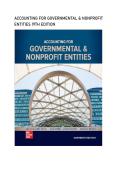 Test bank for Accounting for Governmental & Nonprofit Entities 19th Edition all pages fully covered with questions and answers guide A&plus;