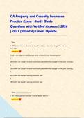 CA Property and Casualty Insurance Practice Exam &vert; Study Guide Questions with Verified Answers &vert; 2026 &vert; 2027 &lpar;Rated A&rpar; Latest Update&period;     