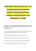 NR511 Differential Diagnosis Primary Care Practicum Final Exam Actual Exam 2026&sol;2027 with Detailed Rationales &vert; Complete Exam-Style Questions &vert; Pass Guaranteed &ndash; A&plus; Graded