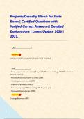Property&sol;Casualty Illinois for State Exam &vert; Certified Questions with Verified Correct Answers & Detailed Explanations &vert; Latest Update 2026 &vert; 2027&period; 