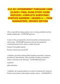 CLG 001 GOVERNMENT PURCHASE CARD &lpar;CLG001&rpar; FINAL EXAM STUDY GUIDE 2025&sol;2026 &vert; COMPLETE QUESTIONS &vert; VERIFIED ANSWERS &vert; GRADED A &plus; &vert; PASS GUARANTEED &vert; RECENT EDITION