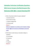 Substation Technician Certification Questions  With Correct Answers &lpar;Verified Answers&rpar; Plus  Rationales 2026 Q&A &vert; Instant Download Pdf 
