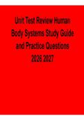 Unit Test Review Human Body Systems Study Guide Practice Questions Anatomy Physiology Biology Exam Prep 2025&sol; 2026