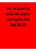Unit 1 Linear Equations Study Guide No Solution One Solution Many Solutions Practice Questions Algebra Exam Prep 2025&sol; 2026