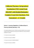 California Pharmacy Jurisprudence Examination CPJE Actual Exam 2026&sol;2027 with Detailed Rationales &vert; Complete Exam-Style Questions &vert; Pass Guaranteed &ndash; A&plus; Graded