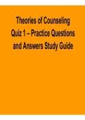Theories of Counseling Quiz 1 Practice Questions and Answers Study Guide Counseling Psychotherapy Exam Prep 2025&sol; 2026