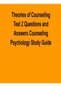 Theories of Counseling Test 2 Questions and Answers Counseling Psychology Study Guide Counseling Psychotherapy Exam Prep 2025&sol; 2026
