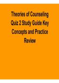Theories of Counseling Quiz 2 Study Guide Key Concepts and Practice Review Counseling Psychotherapy Exam Prep 2025&sol; 2026