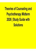 Theories of Counseling and Psychotherapy Midterm Study Guide 2025&sol; 2026 Counseling Psychology Exam Prep with Solution