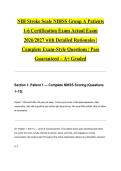 NIH Stroke Scale NIHSS Group A Patients 1-6 Certification Exam Actual Exam 2026&sol;2027 with Detailed Rationales &vert; Complete Exam-Style Questions &vert; Pass Guaranteed &ndash; A&plus; Graded