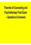 Theories of Counseling and Psychotherapy Final Exam Questions Answers Study Guide Counseling Psychology Psychotherapy Final Prep 2025&sol; 2026