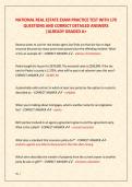 NATIONAL REAL ESTATE EXAM PRACTICE TEST WITH 170  QUESTIONS AND CORRECT DETAILED ANSWERS  &vert;ALREADY GRADED A&plus;