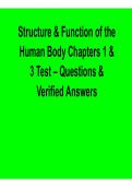 Structure and Function of the Human Body Chapters 1 and 3 Test Questions Verified Answers Study Guide 2025&sol; 2026