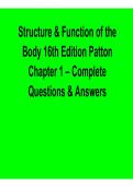 Structure and Function of the Body 16th Edition Patton Chapter 1 Complete Questions and Answers Study Guide 2025&sol; 2026