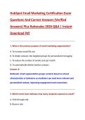 HubSpot Email Marketing Certification Exam  Questions And Correct Answers &lpar;Verified  Answers&rpar; Plus Rationales 2026 Q&A &vert; Instant  Download Pdf