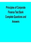 Principles of Corporate Finance Test Bank Complete Questions and Answers Study Guide Finance Exam Prep 2025&sol; 2026