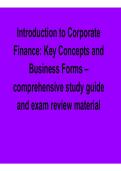 Introduction to Corporate Finance Key Concepts and Business Forms Comprehensive Study Guide 2025&sol; 2026
