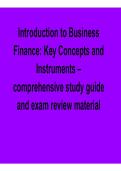Introduction to Business Finance Key Concepts and Instruments Comprehensive Study Guide Exam 2025&sol; 2026