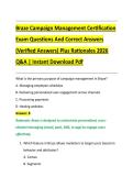 Braze Campaign Management Certification  Exam Questions And Correct Answers  &lpar;Verified Answers&rpar; Plus Rationales 2026  Q&A &vert; Instant Download Pdf