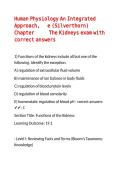 Human Physiology An Integrated Approach&comma; 6e &lpar;Silverthorn&rpar; Chapter 19 The Kidneys exam with correct answers 