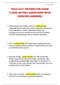 POLS 2311 REVIEW FOR EXAM  2 2026 ACTUAL QUESTIONS WITH  VERIFIED ANSWERS&period; 