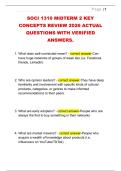 SOCI 1310 MIDTERM 2 KEY  CONCEPTS REVIEW 2026 ACTUAL  QUESTIONS WITH VERIFIED  ANSWERS&period;