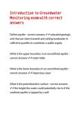 Introduction to Groundwater Monitoring exam with correct answers 