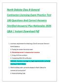 North Dakota Class B General  Contractor Licensing Exam Practice Test  100 Questions And Correct Answers  &lpar;Verified Answers&rpar; Plus Rationales 2026  Q&A &vert; Instant Download Pdf 