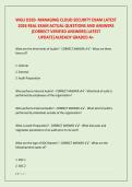 WGU D320- MANAGING CLOUD SECURITY NEWEST 2026&sol; 2027 PACKAGE DEAL&vert; DIFFERENT VERSIONS WITH COMPLETE ACTUAL EXAM QUESTIONS AND CORRECT DETAILED ANSWERS &lpar;VERIFIED ANSWERS&rpar; ALREADY GRADED A &vert;&lpar;BRAND NEW&excl;&excl;&rpar;