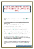 COPE HEALTH SCHOLARS &ndash; WRITTEN EXAM QUESTIONS AND ANSWERS 100&percnt; PASS&period;