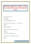DEFENSIVE DRIVING COURSE &ndash; TEXAS EXAM QUESTIONS AND ANSWERS 100&percnt; PASS&period;
